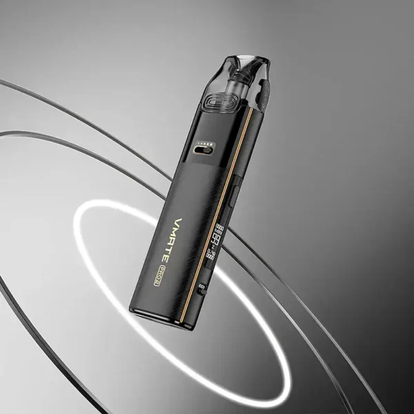 VOOPOO VMATE PRO 2 專業版主機 - 鎏金黑 (Gilded Black)。黑色機身點綴金色細節，展現高端奢華質感，旗艦級小煙主機代表。